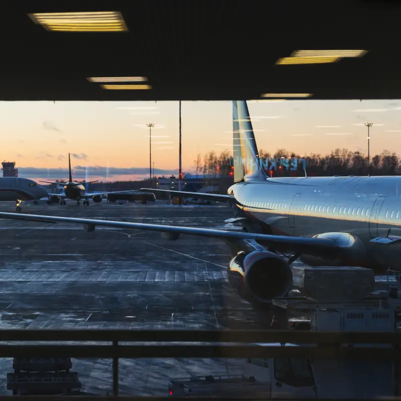 Image of an airplane at the airport.